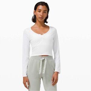 lululemon Cropped White Long Sleeve Henley
